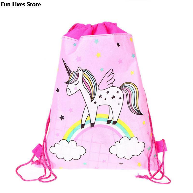 Borsa portaoggetti tascabile con cinturino con coulisse zaino unicorno per bambini adulti zaini impermeabili borse per articoli vari dei cartoni animati borsa carina