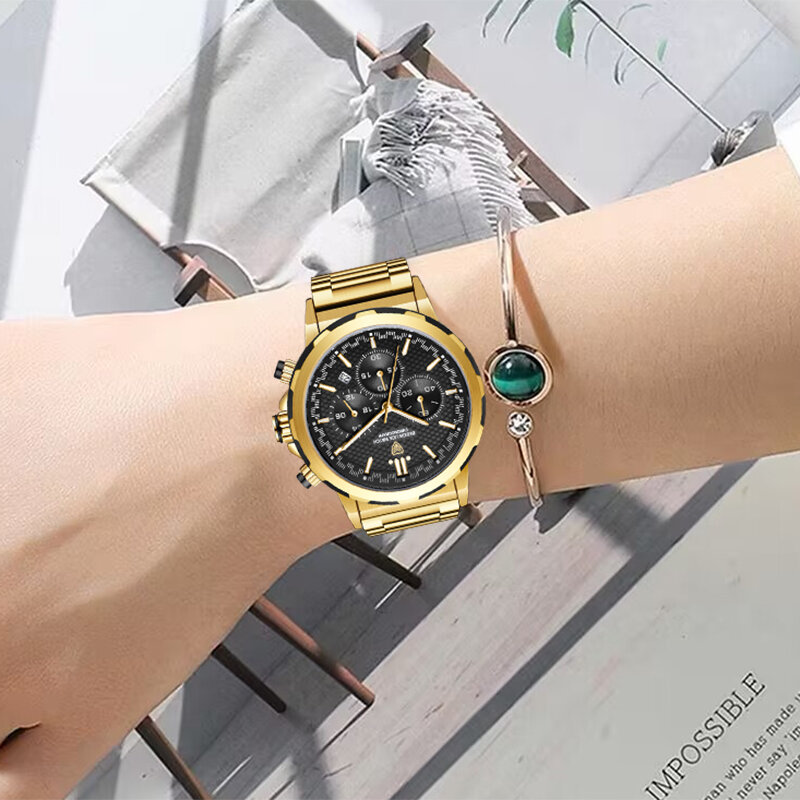 LIGE damskie zegarki kreatywne stalowe zegarki na rękę z paskiem damskie wodoodporne sportowe chronograf kwarcowy Reloj Para Mujer + pudełko