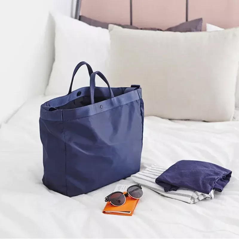 Bolso grande de viaje para mujer, bolsa de nailon impermeable para embalaje de equipaje, almacenamiento de ropa portátil, bolso de hombro