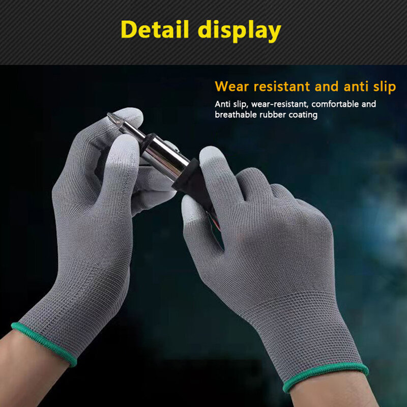 1 Pair Nylon Coated Gloves Non-Slip Work Gloves Outdoors High Quality Ventilate Anti Static Dustproof Industrial Specific Gloves