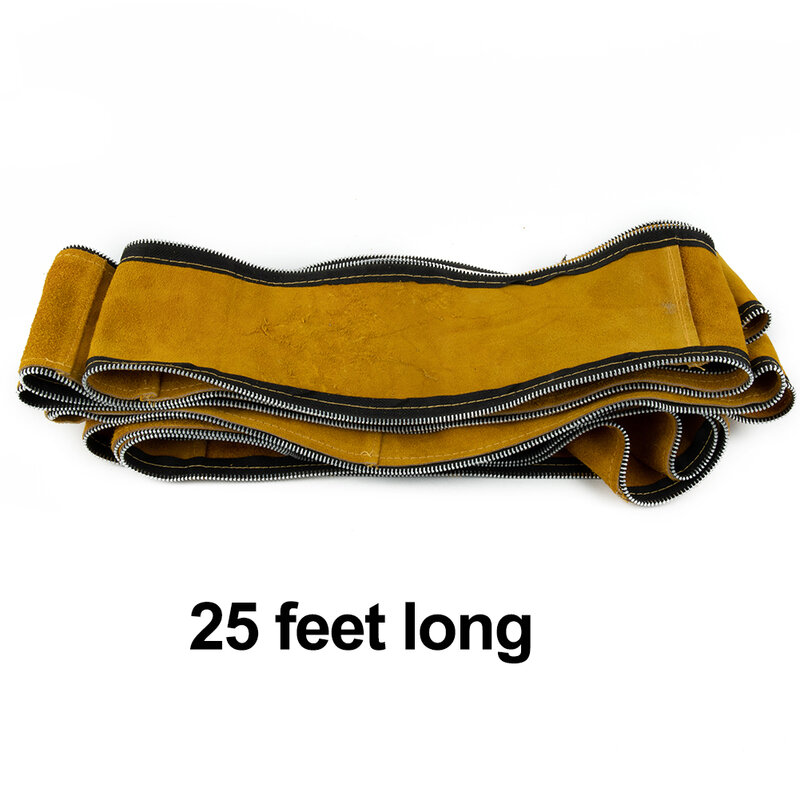Heavy Duty Cowhide Leather Welding Torch Cable Cover, 25ft Long, 4in Wide, Protects and Extends Lifespan of Cables