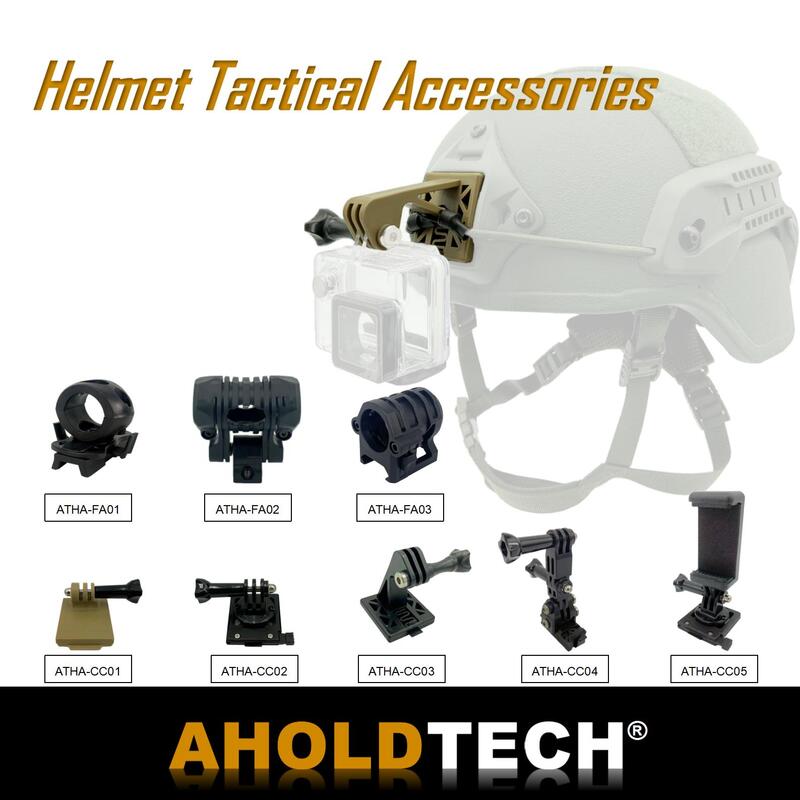 Aholdtech Tactische Kogelvrije Helm Accessoires Zaklamp Houder Lichte Klem En Nvg Mount Connector Voor Gopro Heldencamera 'S