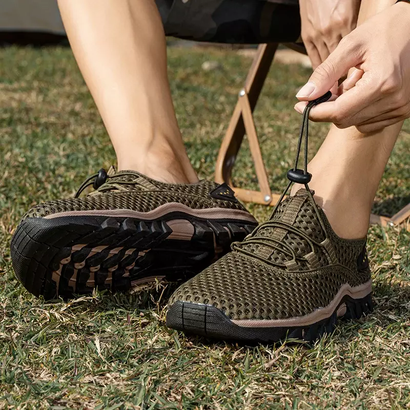 Sapatos de caminhada antiderrapantes masculinos, tênis de treino respirável para praia, sapatos de trekking ao ar livre, verão