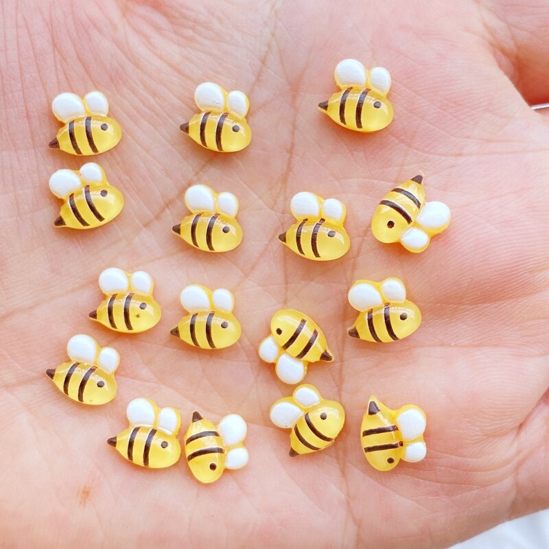 Mini Honeybee Resina Estatueta Artesanato, Bonito Flatback Cabochon Ornamento, Fazer Jóias, Acessórios Hairwear, Novo, 50Pcs