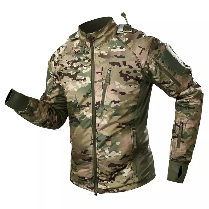 2024 New Men's Tactical Cotton Waterproof Padded Ultralight Camouflage Tactical Jacket Outdoor Mountaineering Ski Jacket
