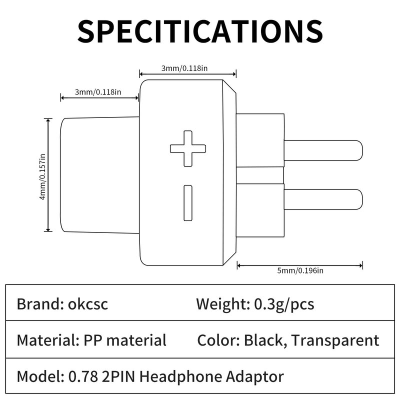 OKCSC QDC Female 0.78 2 Pin Male Earphone Adapter to Earphones Earsets for SHUOER CONDUCTOR/SINGER/SOLOIST/EJ07/TAPE PRO/SHOZY