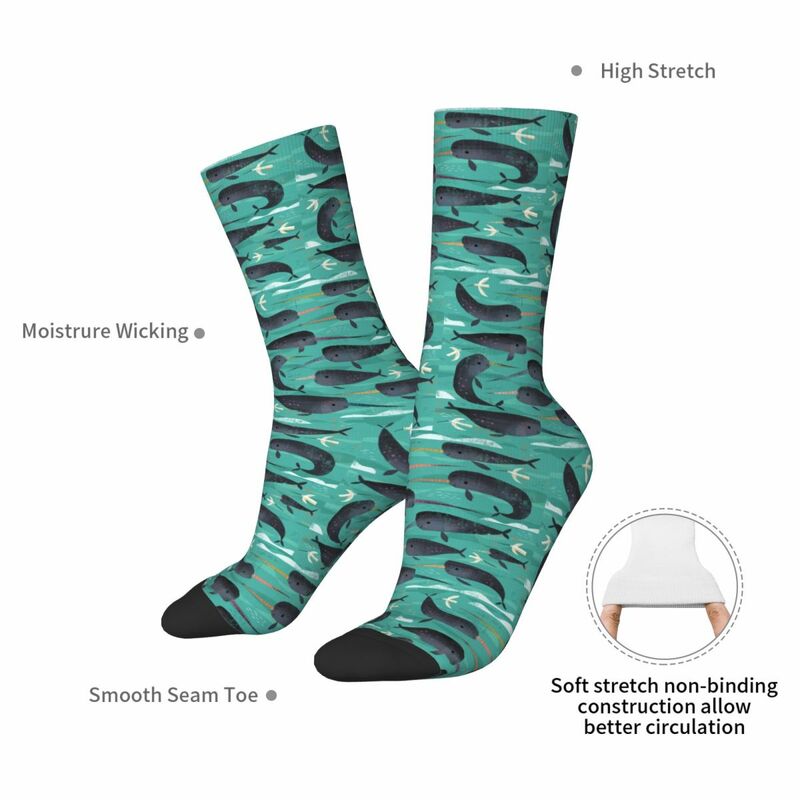 Носки Narwhals и Narbirds, Супермягкие чулки в стиле Харадзюку, всесезонные длинные носки, аксессуары для мужчин и женщин, подарок на день рождения