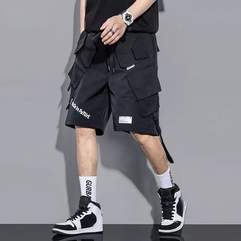 Mens Cargo Shorts with Pockets Bermuda Short Pants for Men Draw String Streetwear Blue Homme Designer Heavy Whate 2024 Fashion