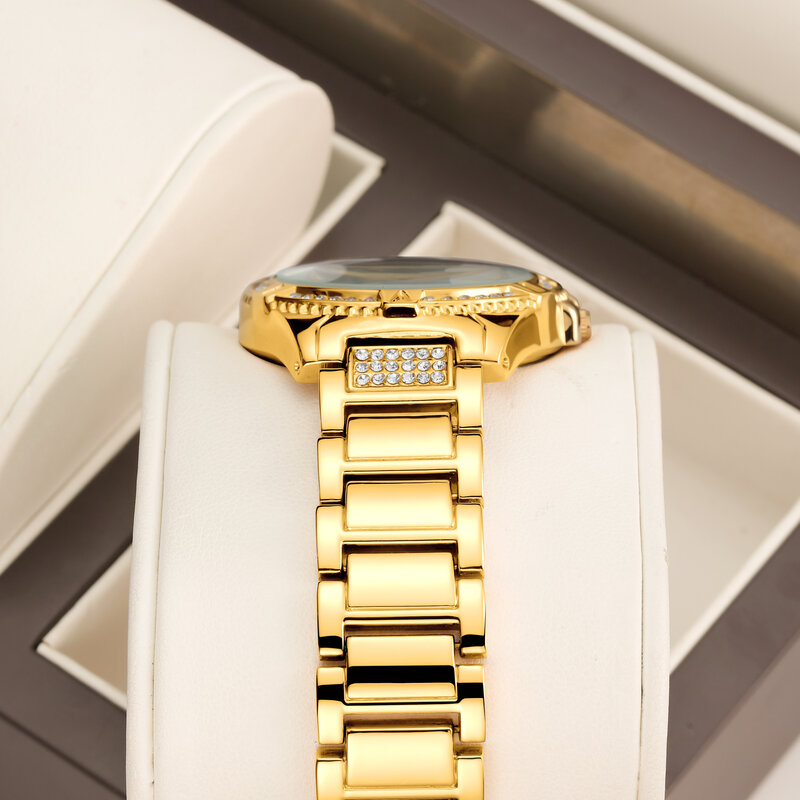 YalaLuSi Brand Women's Watch 2024 New Gold Luxury Crystal Diamonds With Box Watch Remover Ion Gold Plating
