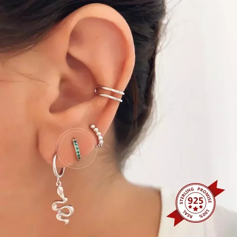 925 Sterling Silver Needle Green Zircon Hoop Earrings for Women Fashion Water Drop/Flower Dangle Silver Earrings Luxury Jewelry