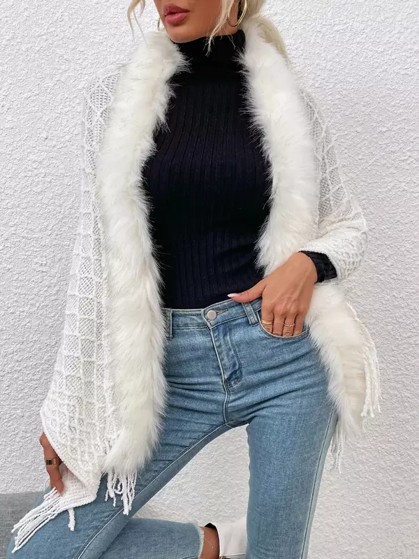 Europa und die Vereinigten Staaten 2022 Herbst und Winter neue leichte Luxus Senior Pelz kragen Quaste elegante Schal Pullover Jacke