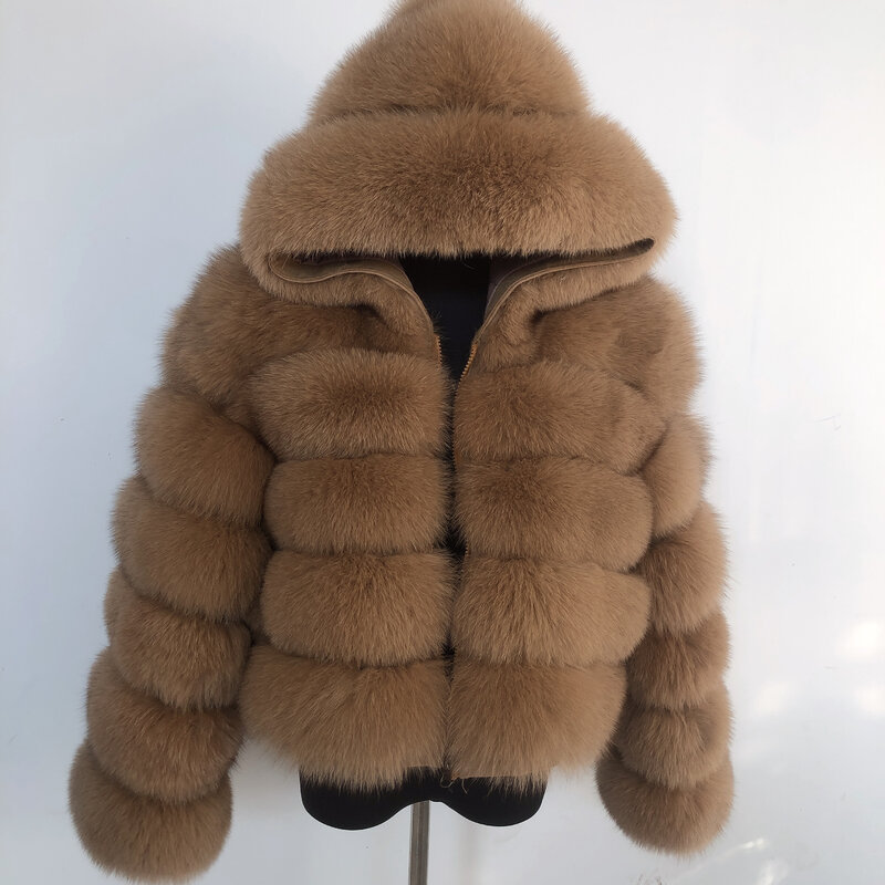 2023 Casaco com capuz de pele real feminino inverno quente moda natural pele de raposa real mais casaco com capuz casaco de guaxinim fofo de alta qualidade