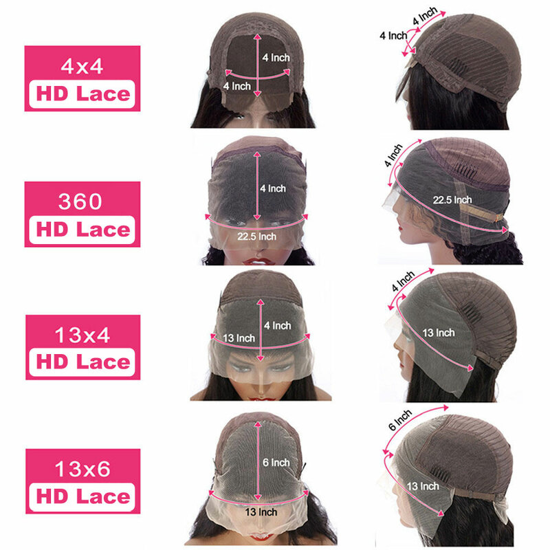 Peruca de cabelo humano frontal do laço reto para mulheres negras, cabelo remy pré arrancado, peruca frontal de renda HD 13x4, 250 densidade, 40 in, 48 in