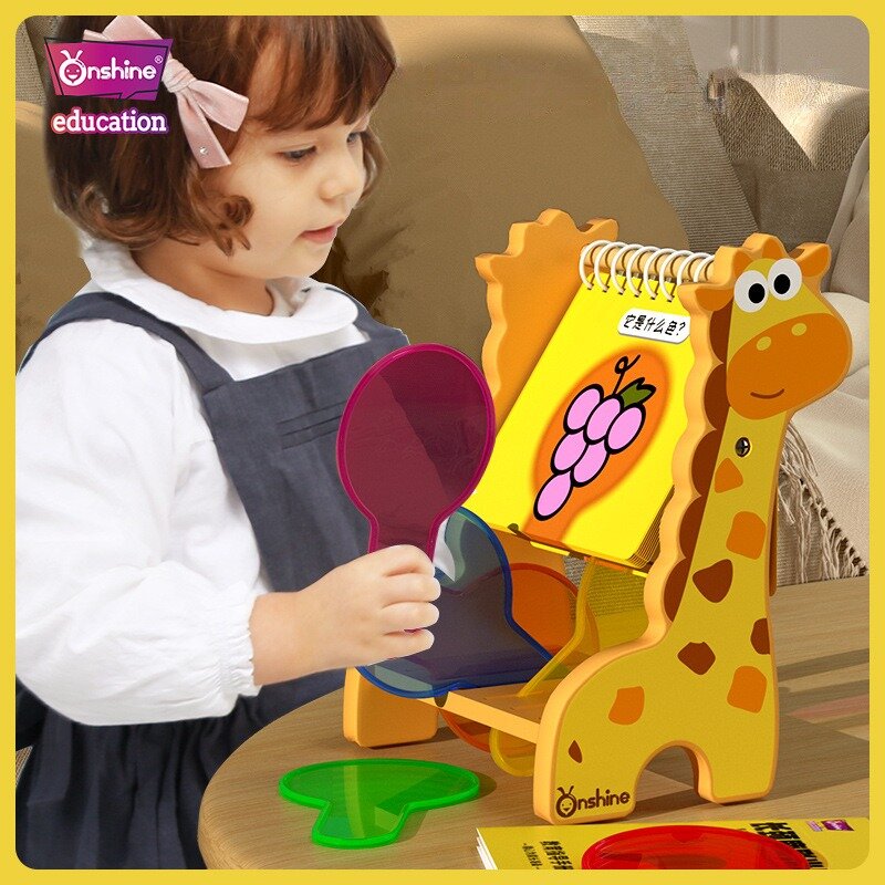 Onshine Color Mix Game giraffa Light Film Mixing con tre colori primari esperimento scientifico cognitivo per bambini giocattolo a vapore 3Y +