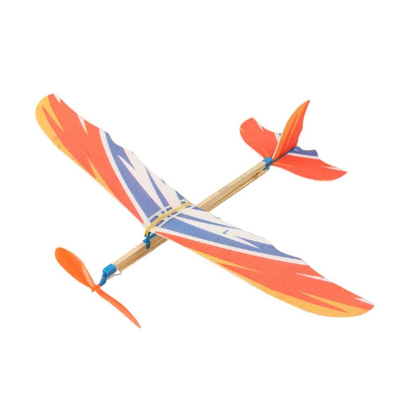 Fai da te aliante volante assemblaggio elastico modello aliante aereo giocattoli elastico alimentato giocattolo scientifico modello aereo volante bambini