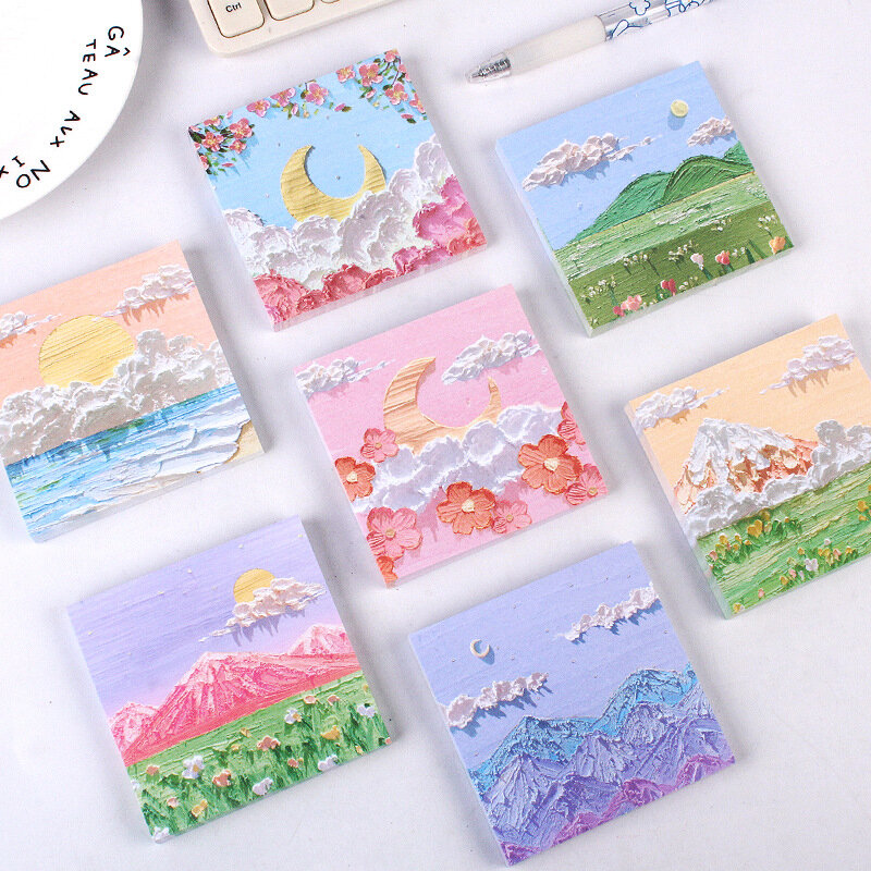 Set Funny 3D Vintage Plant Fields Art Sticky Notes Cute Kawaii Flowers Memo pad Post notepad cancelleria artistica materiale scolastico