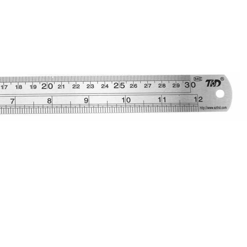 Double Side aço inoxidável régua reta, regra métrica, ferramenta de medição de precisão, escola e material de escritório, 15cm, 6 in, 30cm, 12 in