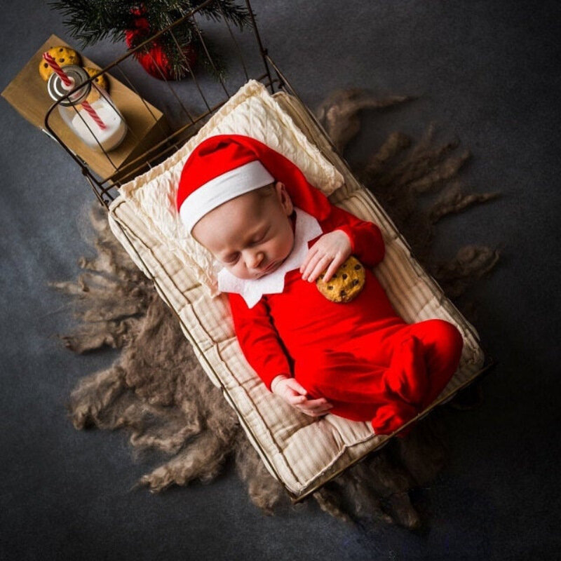 Реквизит для фотосъемки новорожденных фотокомбинезон наряд Рождественская одежда для фотосъемки аксессуары для студийных съемок