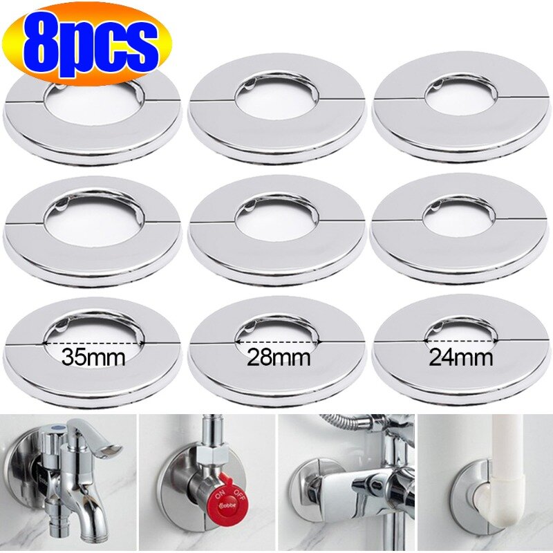 8/1Pcs Stainless Steel Faucet Decorative Covers Shower Water Pipe Wall Hole Covers Self-Adhesive Round Cover Bathroom Supplies