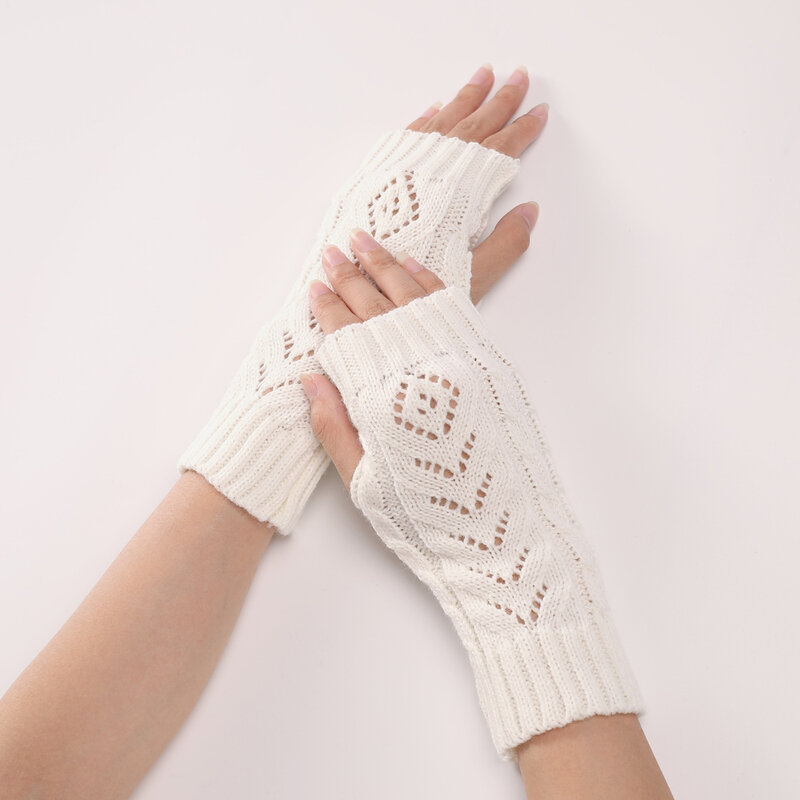 Guanto invernale con mezze dita per ragazze da donna morbido caldo lavorato a maglia senza dita scaldamuscoli per ufficio a casa guanti autunnali