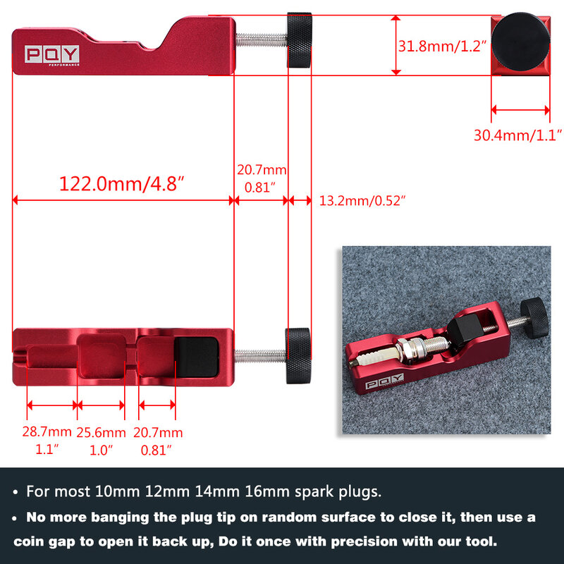 Compressas de eletrodo de ferramenta Spark Plug Gap, High Turbo Power Kit com medidor de 32 lâminas, 0,04-0,88mm, 10mm, 12mm, 14mm, 16mm