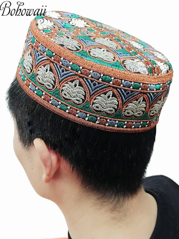 BOHOWAII อิสลาม Kufi Kippa Bonnet Topi มุสลิม Gorras แฟชั่นสวดมนต์หมวกหมวก Casquettes Kippah Chapeau Musulman Homme