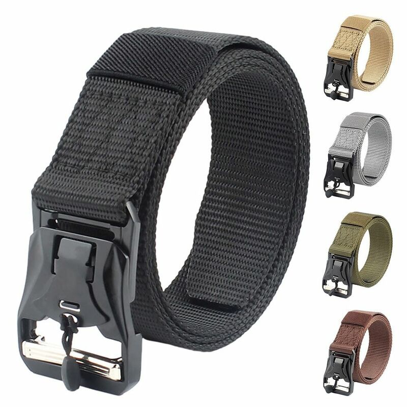 Luxury Brand Nylon Braided Belt Fashion Simple Wild Style Business Casual Canvas Strap Automatic Buckle Waistband