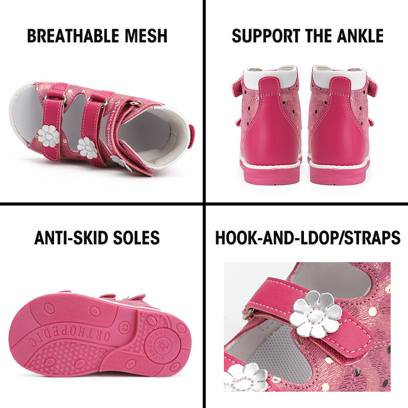 Crianças ortopédicas sandálias princepard verão corretivo afo couro sapatos arco suporte para crianças com thomas único tamanho ue 20-35