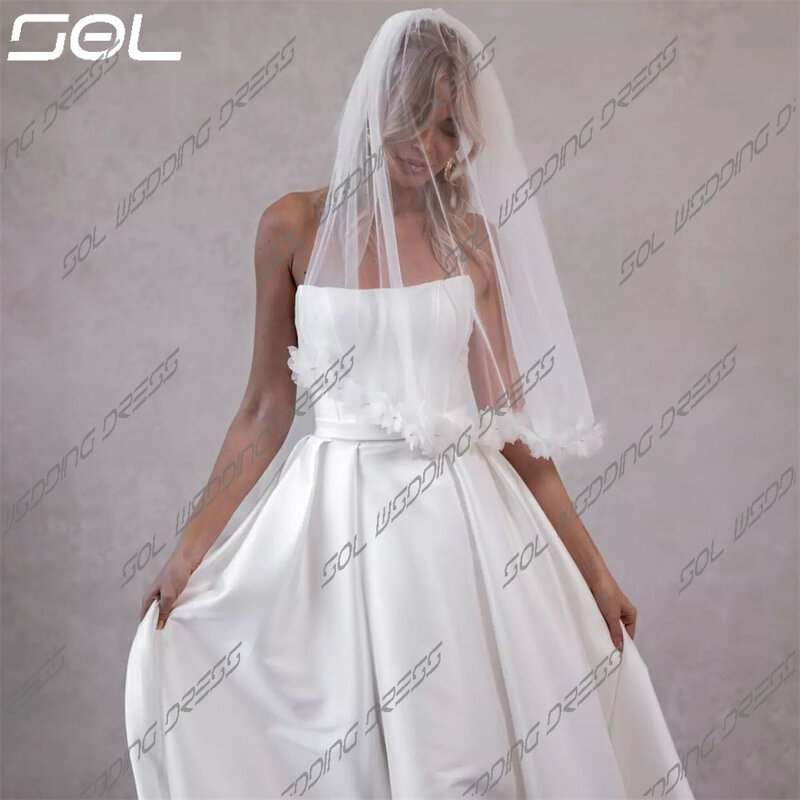 Sol abnehmbare lange Zug Schaufel kragen kurze Brautkleider für Frauen elegante Mini über dem Knie Brautkleider vestidos de novia