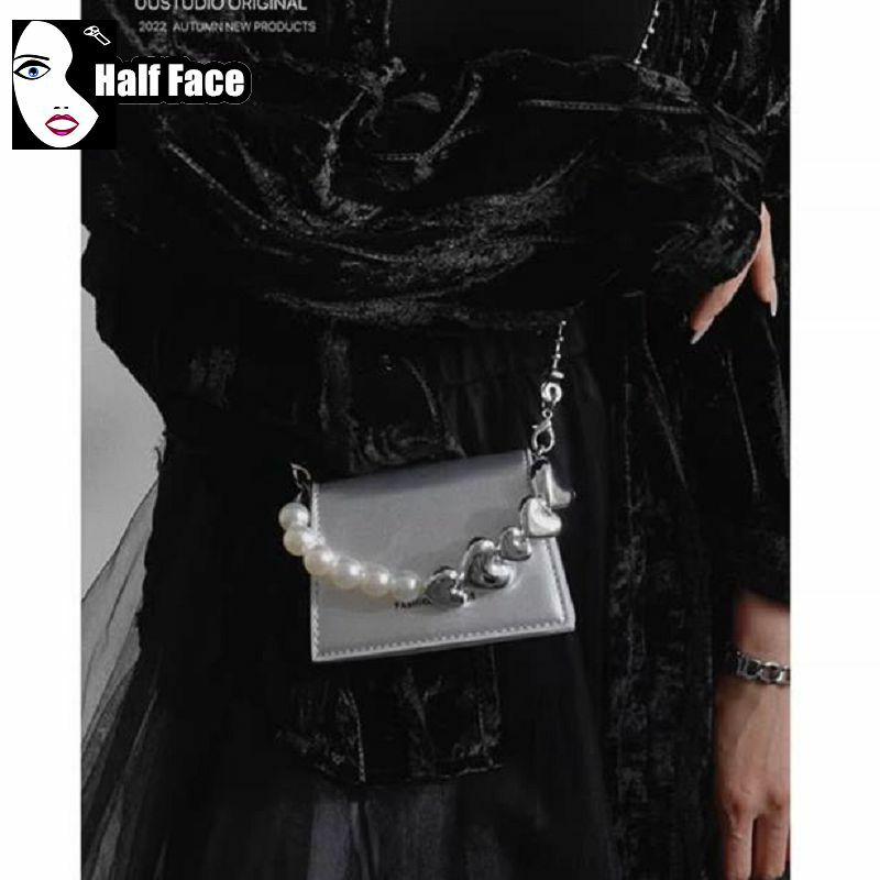 Y2k würziges Mädchen Harajuku Frauen Gothic Punk eine Schulter fort geschrittene Liebe Perlenkette Lolita Mini Design vielseitige Umhängetaschen Tasche