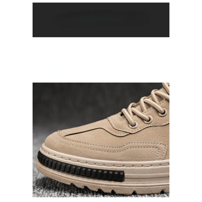 Brown Men's Shoes Trend Mesh Casual Shoes for Men Trend Lace Up Male Sneakers Platform Working Ankle Boots Zapatillas De Hombre