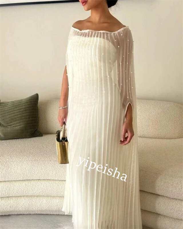 Strapless Prom Dress com pérola drapeada Bainha, Evening Net Gown, Bespoke Ocasião, Arábia Saudita Vestidos, Bainha Dia dos Namorados