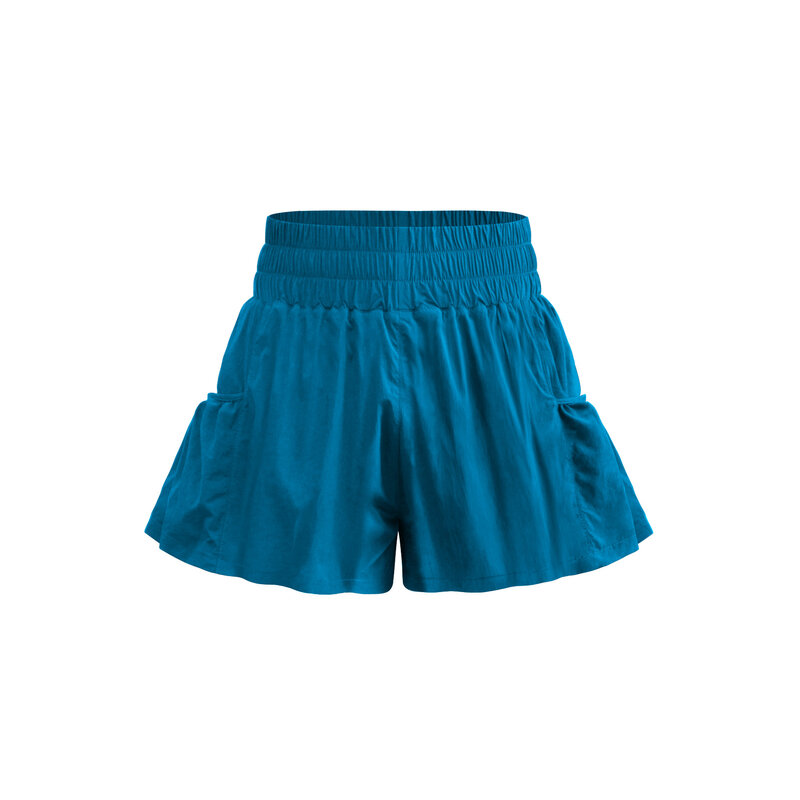 Outfdoor-pantalones cortos deportivos para mujer, con bolsillos sólidos, elásticos, de cintura alta, para ciclismo, entrenamiento en la playa, ropa