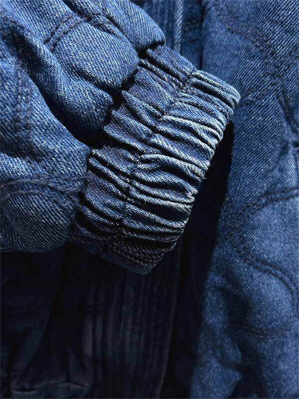Jaqueta de beisebol jeans de manga comprida feminina, parkas acolchoados, casaco francês superior, moda outono e inverno, 2023