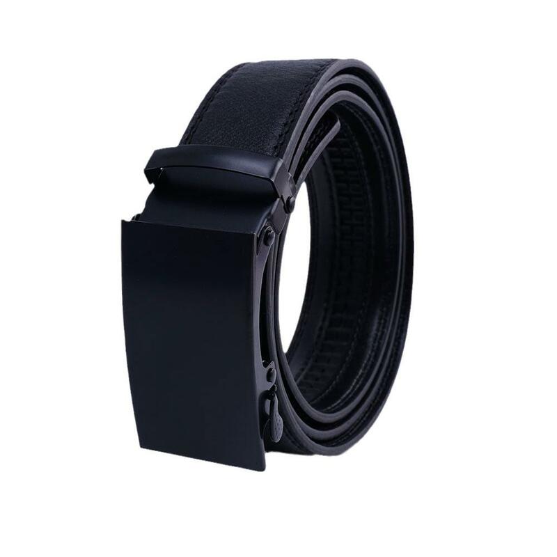 Cintura con fibbia automatica da uomo da 124 Cm fibbia scorrevole nera facile da rimuovere abbigliamento elegante regalo confortevole per il compleanno del fidanzato Gif R5X7