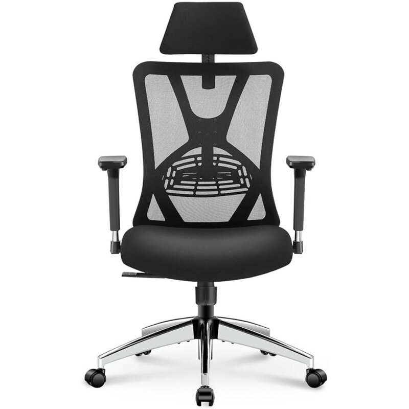 Ticova Ergonomic Office Chair - High Back Desk Chair with Adjustable Lumbar Support & 3D Metal Armrest - 130°Reclining