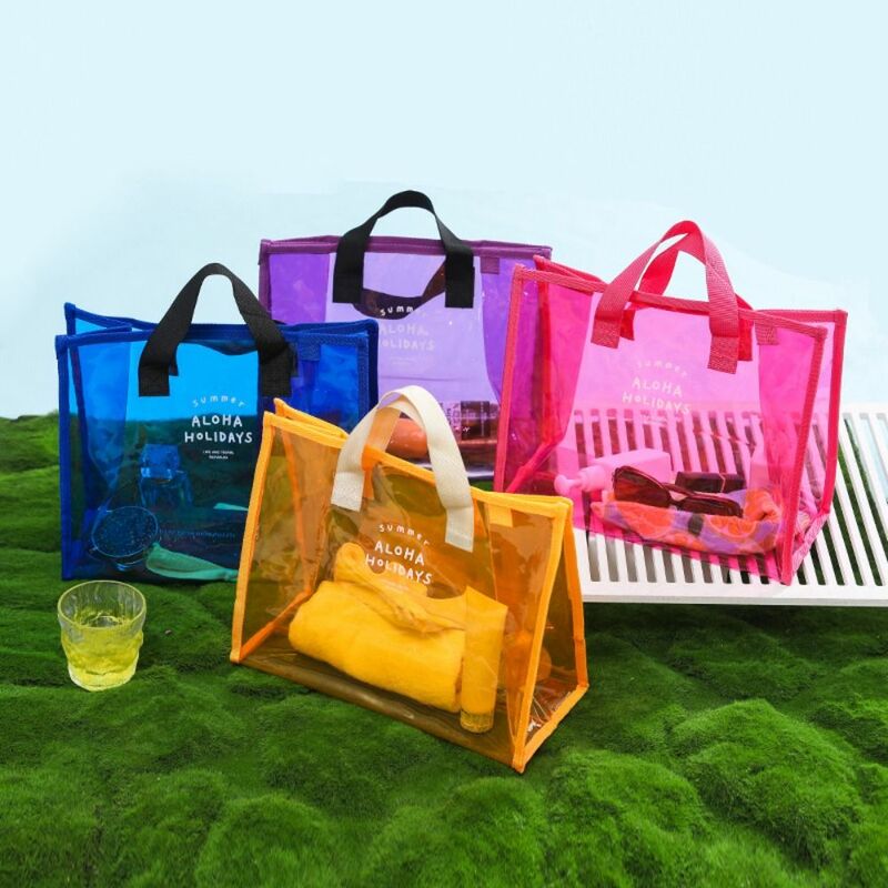 Bolsa de aseo de gran capacidad, bolsa de almacenamiento impermeable, bolsa de playa, bolsa de maquillaje transparente, bolsa de mano de PVC