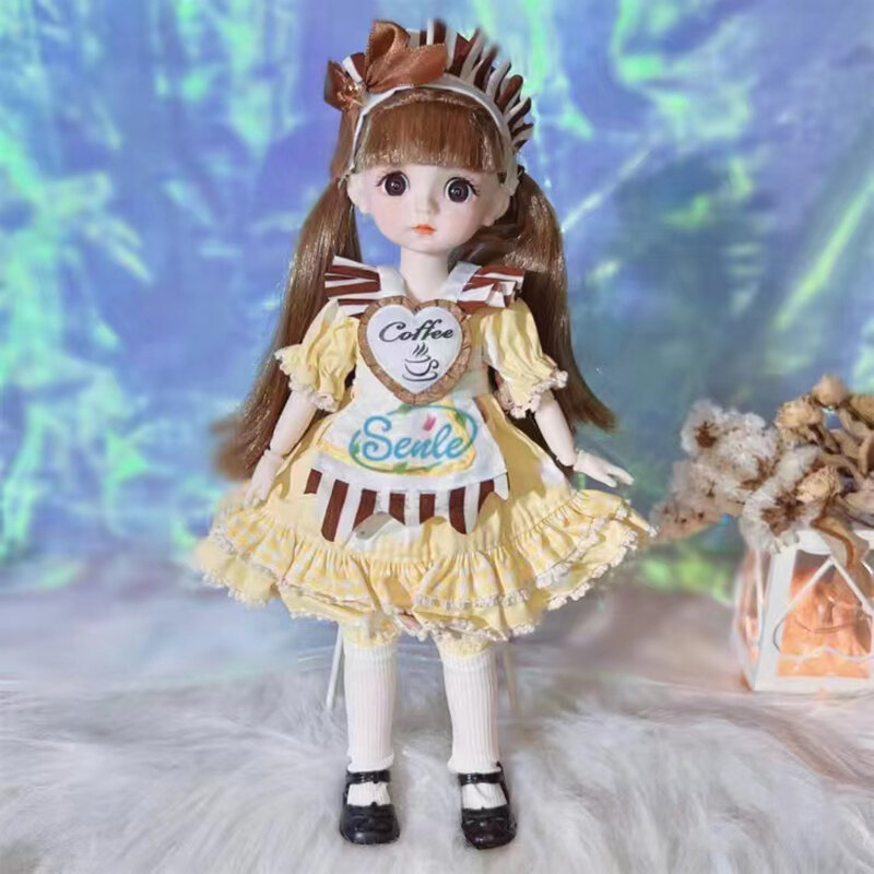 귀여운 BJD 인형 소녀, 패션 의류, 부드러운 헤어 드레스, 소녀 장난감, 생일 선물 인형, 6 포인트 관절 이동식 인형, 30cm, 신제품