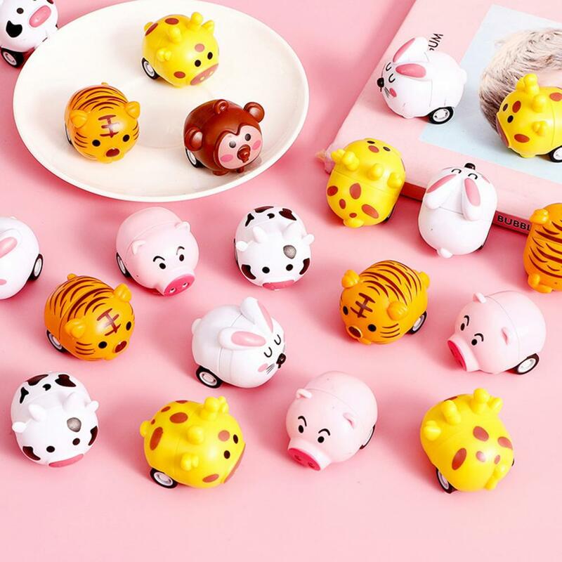 3Pcs Animal Pull Back Toys Rabbit Pig Monkey Tiger Cow Deer No Battery Required Vehicle Toy Friction Powered Mini Cartoon Toys