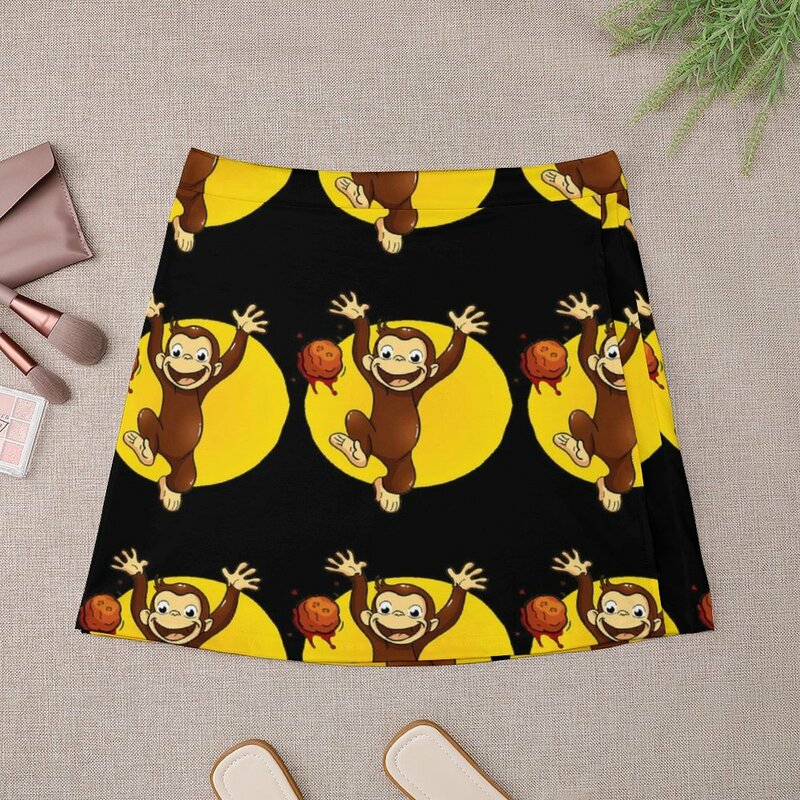 女性のためのミニスカート、georgeと猿のデザインのスカート