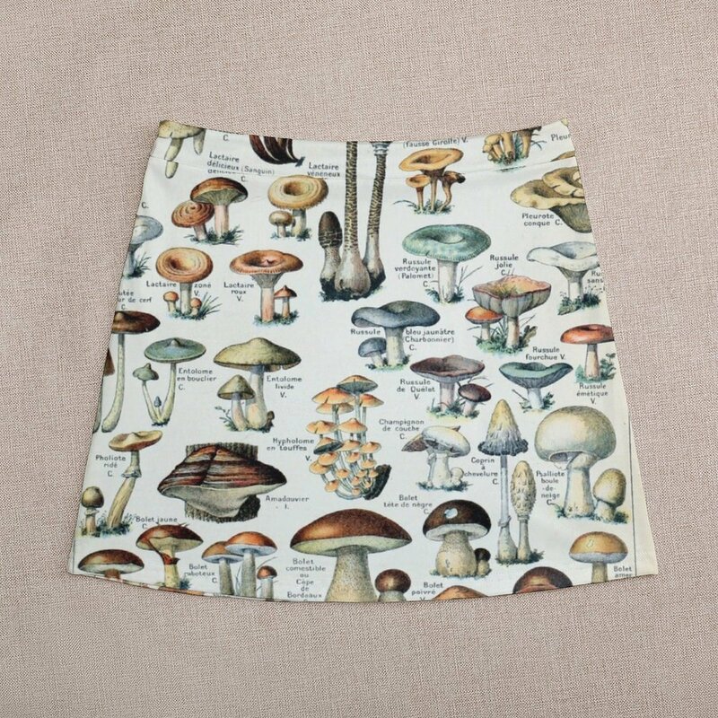Vintage Edible Mushroom Chart Mini Skirt Korean skirts women's skirt 2023 trend skirt for women Female dress