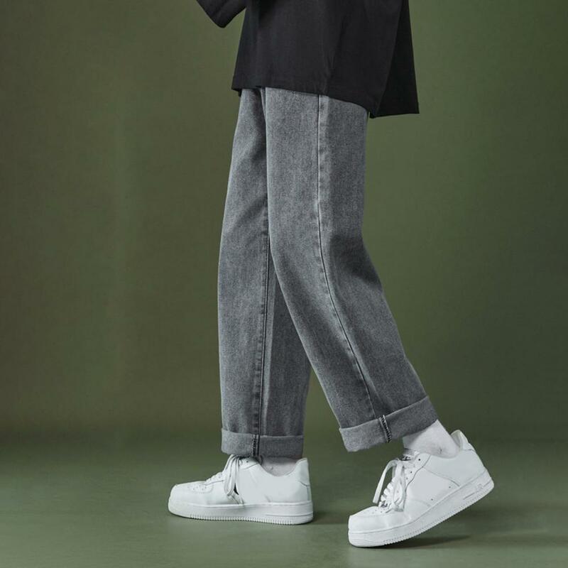 Celana Jeans Denim ซักผ้ากางเกง Streetwear หลวมขากว้างกางเกงยีนส์ Denim กางเกงสำหรับกลางแจ้ง