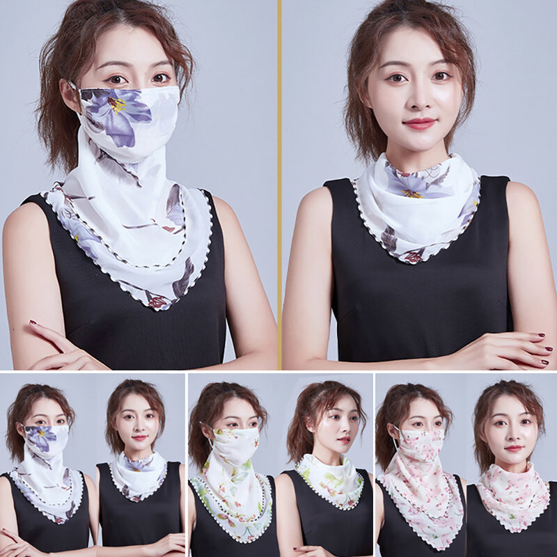 Ladies Outdoor Hiking Chiffon Comfortable Scarf Shawl Veil Face Neck Cover Sun Protection Small Scarf Sun Resistant Neck Mask