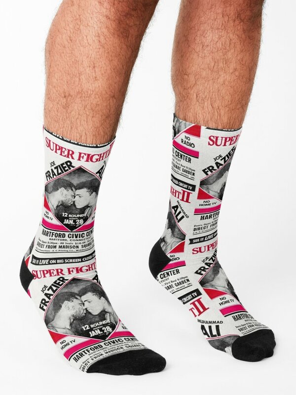 Boxing T-Shirt and Poster: Super Fight Socks Run kawaii warm winter Socks For Girls Men's