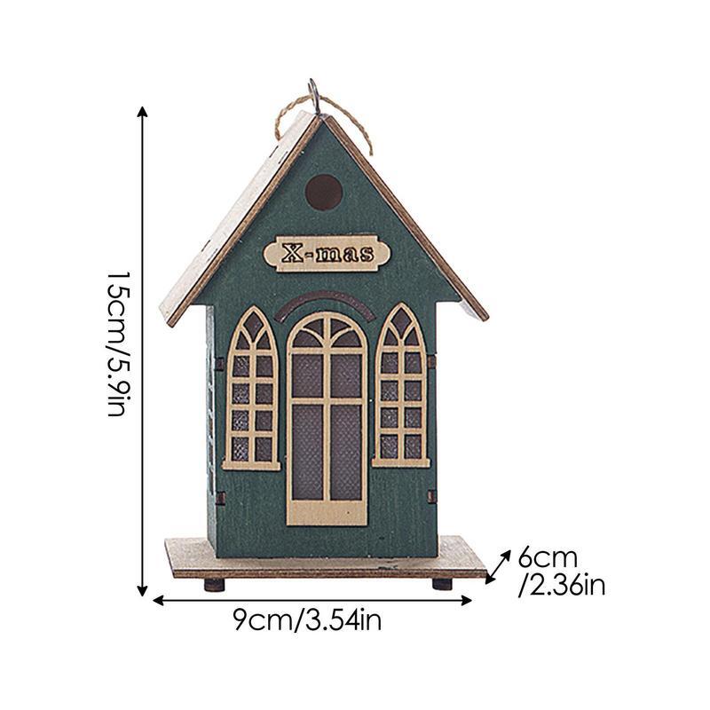 LED Wooden Christmas House Pendant Wooden Luminous House With LED Lights Home Decor Products For Shopping Malls Supermarket Home