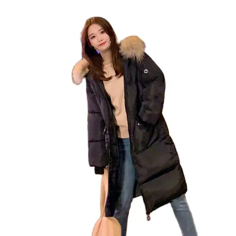 Хлопковое пальто средней длины Корейская версия свободная модная с меховым воротником в стиле Харадзюку Женская одежда с хлопковой подкладкой Зимнее пальто