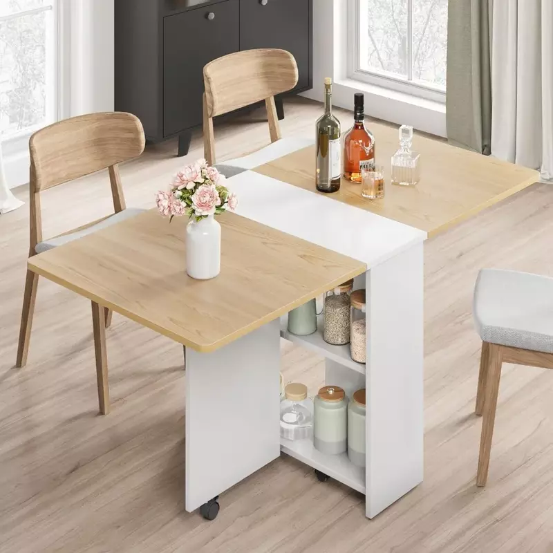 Składany stół W jadalni do foldingu, 47 "D x 23.6" W x 29.5 "H, drewno gruszy kolor i biały