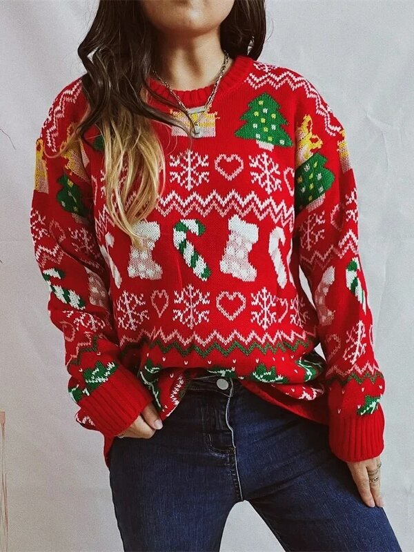 남녀공용 인기 크리스마스 긴팔 커플 의류, 새해 크리스마스 휴일 스웨터, 속옷, 2023 겨울