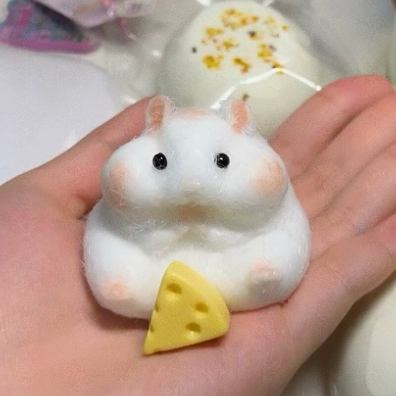 Aba Squishy Toy Mochi Toy Mushy Silicone Fuzzy Cute Hamster Handmade Squishy Toy Tabby Hamster antistress Hand Relax Gift