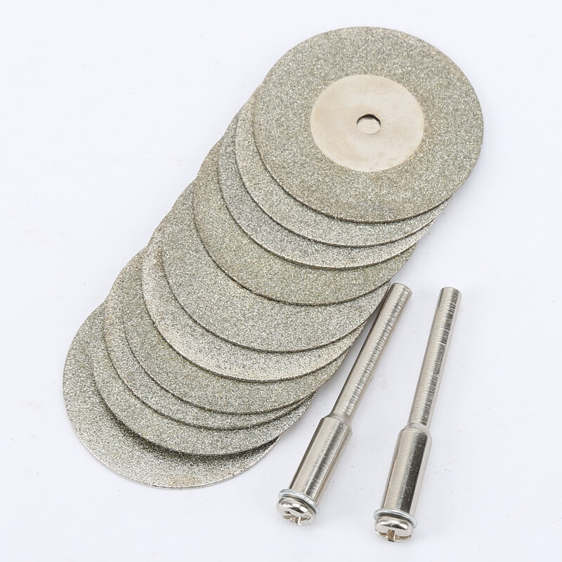 Алмазные отрезные диски, 10 шт./компл., 30 мм, 2 оправки, отрезное лезвие для дрели, аксессуары для вращающегося инструмента, абразивный резак по металлу